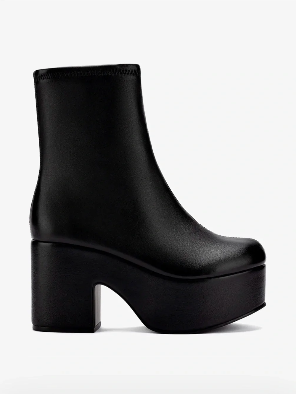 Larroudé Miso Boot Black Stretch Leather Platform Boots Size 9 NIB